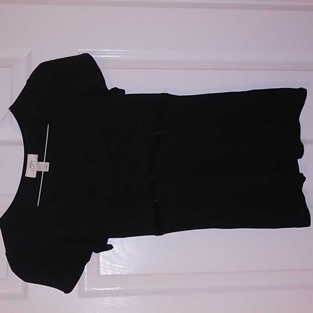 Loft black beaded black top Sz S